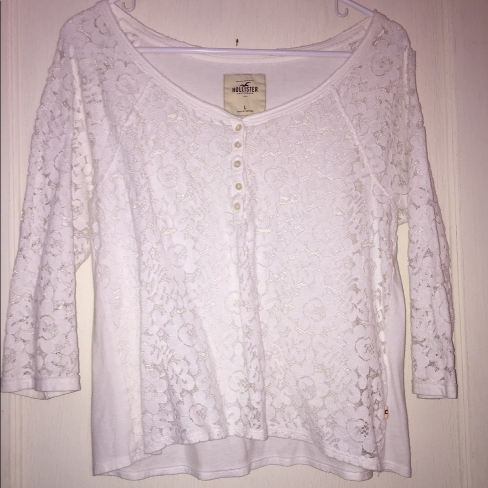 Hollister lace quarter sleeve top